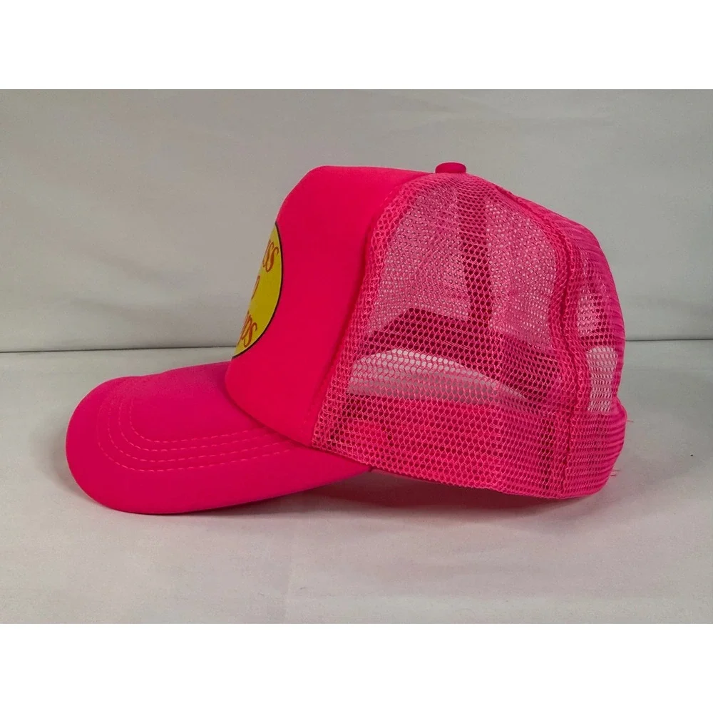 Neon Pink Foam Trucker Hat w/ Bass Pro Style Fish Logo Snapback Cap